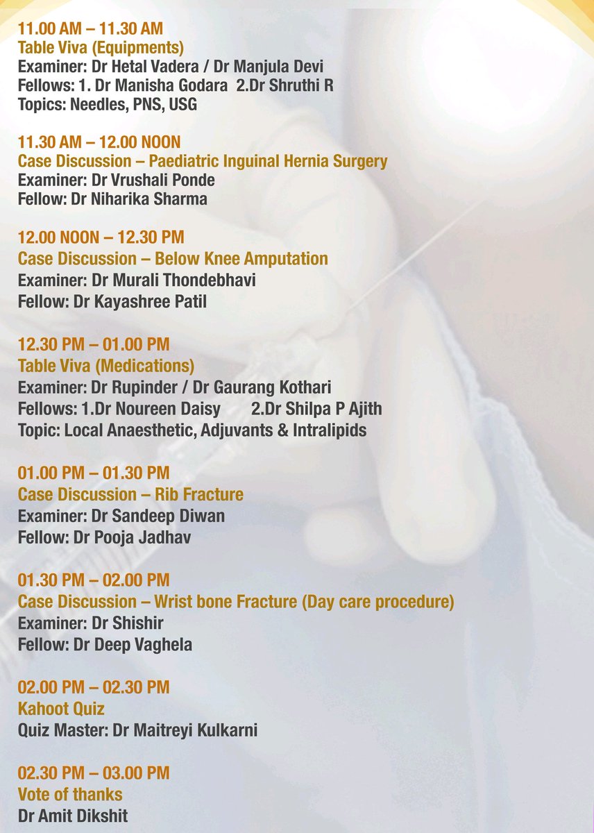 🌍 Regional Anaesthesia Fellowship Assembly (Online Webinar)  
📅 27th - 29th December 2024  

 🎓 Featuring an exclusive Fellowship Mock Exam led by distinguished faculty.  

Enhance your skills &amp; knowledge! 💡  
Mark your calendars &amp; register today!

 📝 All are welcome!