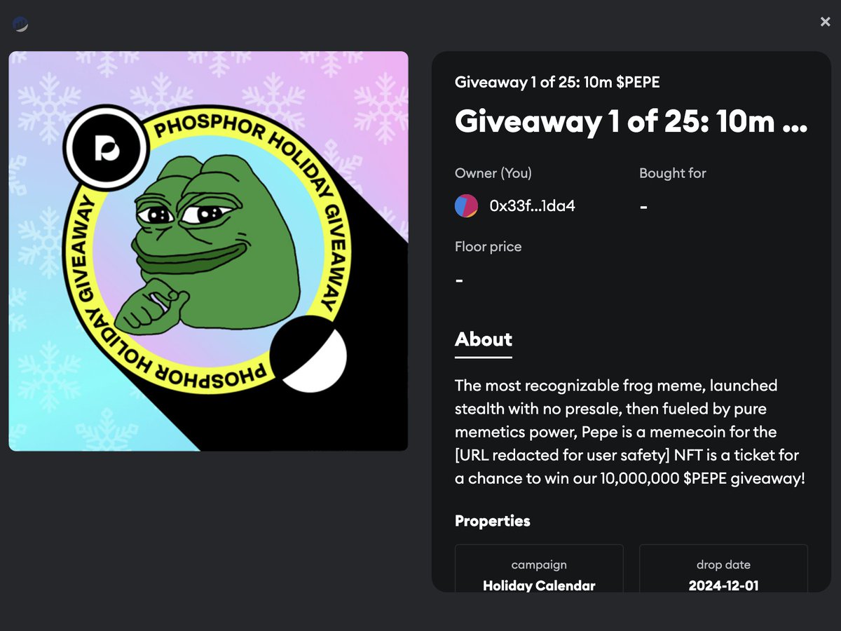 AirdropAlertAAD's tweet photo. 🚀 Win 10,000,000 $PEPE in #MetaMask Portfolio Giveaway! 

🆓 Free NFT 
🪢Linea Network 

🔗 Explore NFTs: https://t.co/6unTfGU5z7 

🌟 Grab your chance to win big now! https://t.co/iit36HAanH