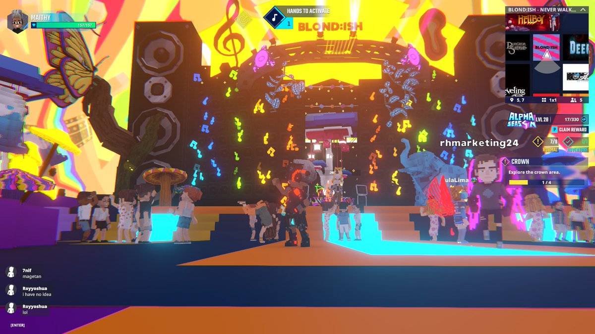 MangVol3's tweet photo. Dancing the night away at @blond_ish Concert in Never Walk Alone @TheSandboxGame. The beat goes on and on! 🎶💃 https://t.co/3ShQ0Rn8Ul #TheSandbox #AlphaSeason4 #AS4SocialChallenge https://t.co/ko38kYcym2