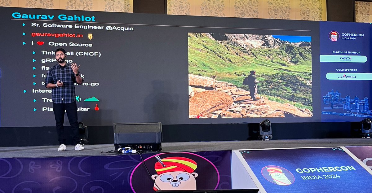 GopherConIndia's tweet image. Day 2 of GopherCon opens with @_gauravgahlot exploring &quot;Paradigms of Rust for the Go Developer.&quot; A thought-provoking session to kickstart the day, bridging the best of Rust and Go!

#GCI24 #GopherConIndia2024