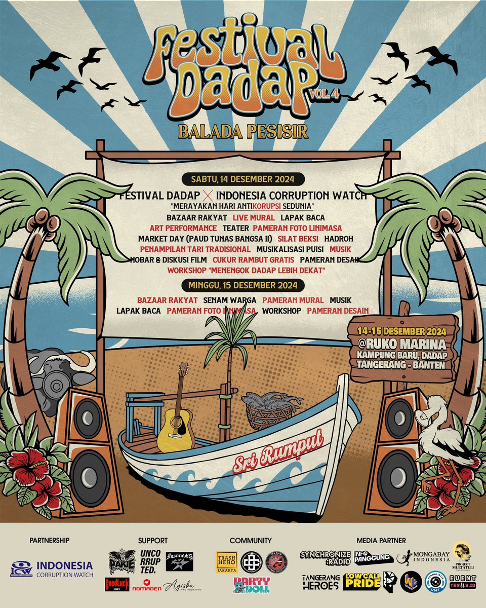 Sejak 2020, "FesDap" jadi wadah kreatif anak muda di Kampung Dadap. Musik, tari, mural, teater, &amp; workshop! Lebih dari sekadar hiburan, mereka bersatu menentang penggusuran yang sudah berlangsung puluhan tahun.

Yuk, dukung #FestivalDadapVol4, 14-15 Des 2024 di Ruko Marina! 🛶