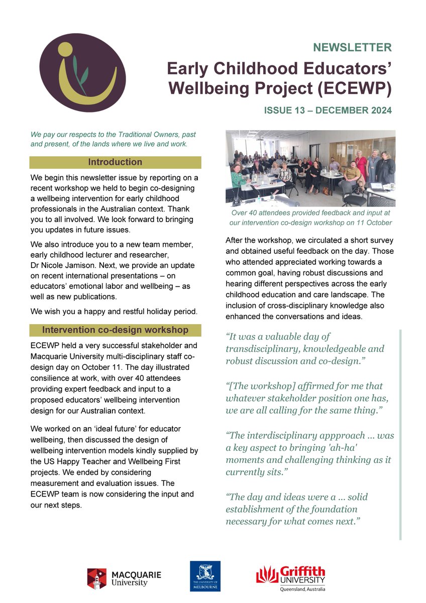 We are pleased to bring you our latest newsletter, with updates on our Early Childhood Educators' Wellbeing Project:
mq.edu.au/__data/assets/…
#ozearlyed #earlyeducation