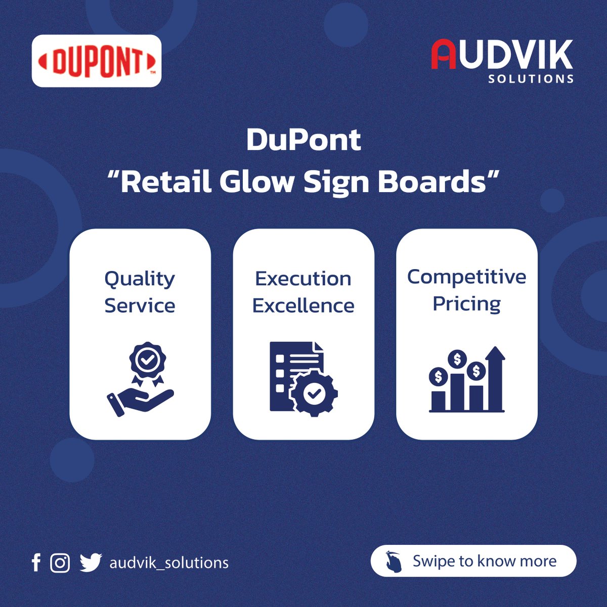 audvik_sol's tweet photo. Improve Your brand visibility with DuPont Glow Sign Boards by Audvik! Durable, vibrant, and eco-friendly signage designed to shine day &amp; night.
#DuPontGlowSigns #AudvikDesigns #dupontglowsigns #audviksolutions #customsignage #BusinessBranding #dupontinnovation #audvik https://t.co/muAguxmwNU