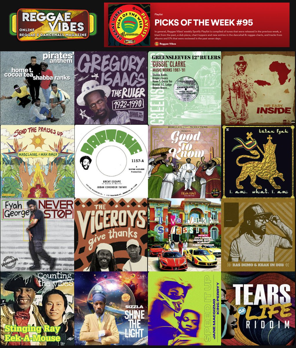 REGGAE VIBES SPOTIFY PLAYLIST #95
Enjoy listening to these and other tunes that are featured on this week's Reggae Vibes Spotify playlist: PICKS OF THE WEEK, compiled by the Reggae Vibes crew.
#GregoryIsaacs #DennisBrown #MightyDiamonds #CaliP #Gentleman
open.spotify.com/playlist/6sJmr…
