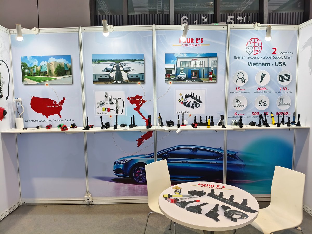 FourEsAuto's tweet image. Four E's Vietnam is LIVE at Automechanika Shanghai 2024! @automechanika_  
📷 Find us at Booth 6.1A59 📷 December 2-5, 2024

Discover our cutting-edge Aftermarket Solutions:
- High-Performance Ignition Coils &amp;amp; Wire Sets
- Premium Fuel Pumps