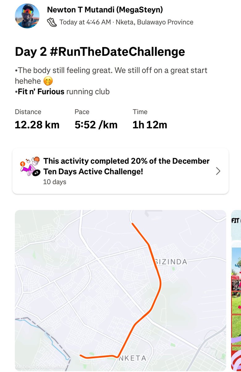 newton_tatenda's tweet photo. 12km for Day 2 #DecemberRunTheDate challenge https://t.co/LdHyisbVdw