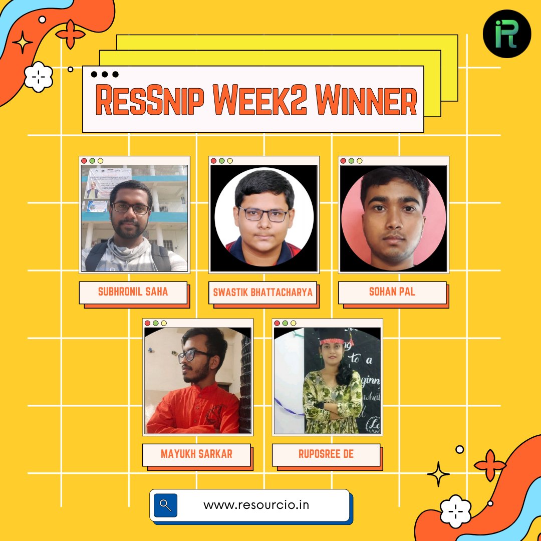 resourcio_'s tweet photo. ๐#ResSnips Week 2 Winners! ๐
Shoutout to our talented stars for their incredible creativity and dedication! ๐
Your achievements inspire us allโkeep shining and aiming higher! ๐
#ResoucioCommunity #javascript https://t.co/PH41ccV9rt