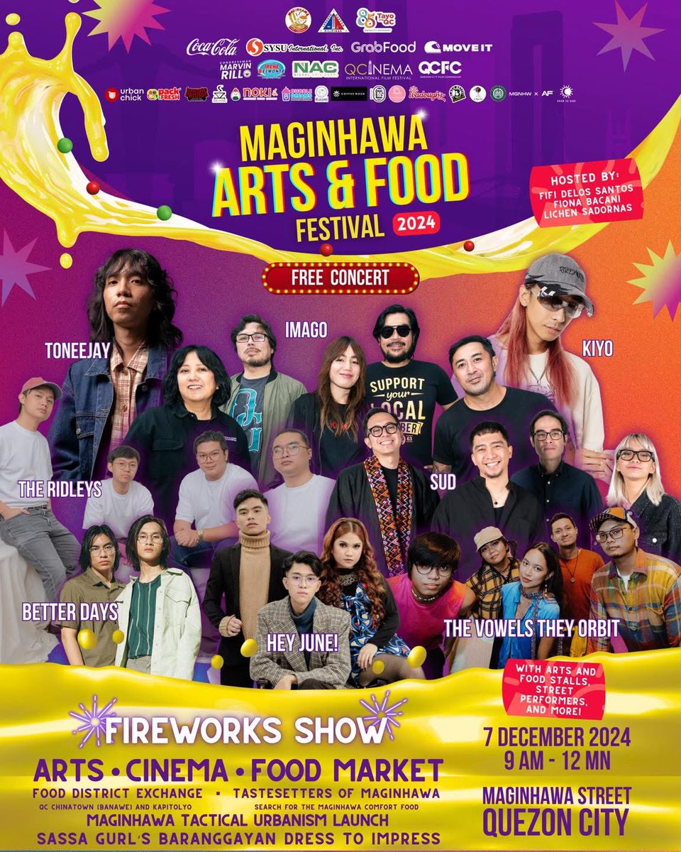 julesguiang's tweet image. ILANG TULOG NA LANG, MAGINHAWA ARTS &amp;amp; FOOD FESTIVAL 2024 NA! 🎉

TARA! FREE ENTRANCE ANG EVENT! 

I-tag mo na ang iyong besties at kitakEATS sa BIGGEST STREET PARTY NG KYUSI ngayong Sabado, Dec 7!

#MAFF2024
SATURDAY, 07 DECEMBER
9 AM - 12 MN
MAGINHAWA QC

#MaginhawaExperience