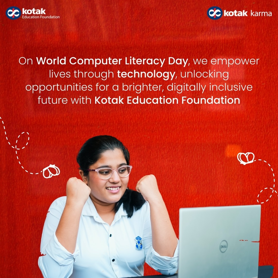 KotakEducation's tweet photo. Empowering communities with the tools of tomorrow, today. This #computerliteracyday, let’s celebrate the power of digital knowledge and work towards a digitally inclusive future. 

@GaneshMRaja | @jayasreeramesh1 https://t.co/HPKX8zngeb