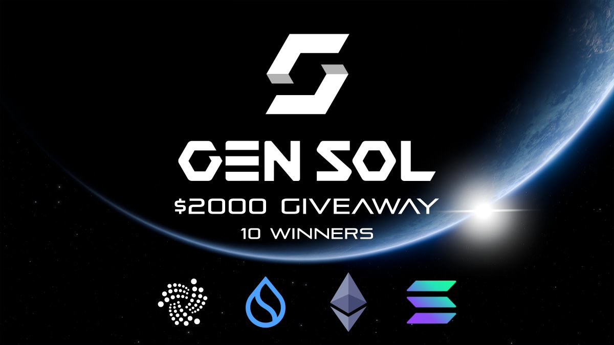 Gm Legends of Earth☕

Join the Gen Sol soft launch giveaway.
$2,000 in $IOTA, $SUI, $ETH, or $SOL.
10 winners, each receives $200 worth of tokens.

To qualify:
✅ Like this post
✅ Repost it
✅ Comment your favorite sci-fi movie or game
✅ Follow <a href="/GenSol_io/">GEN SOL</a>

Giveaway Rules:
-