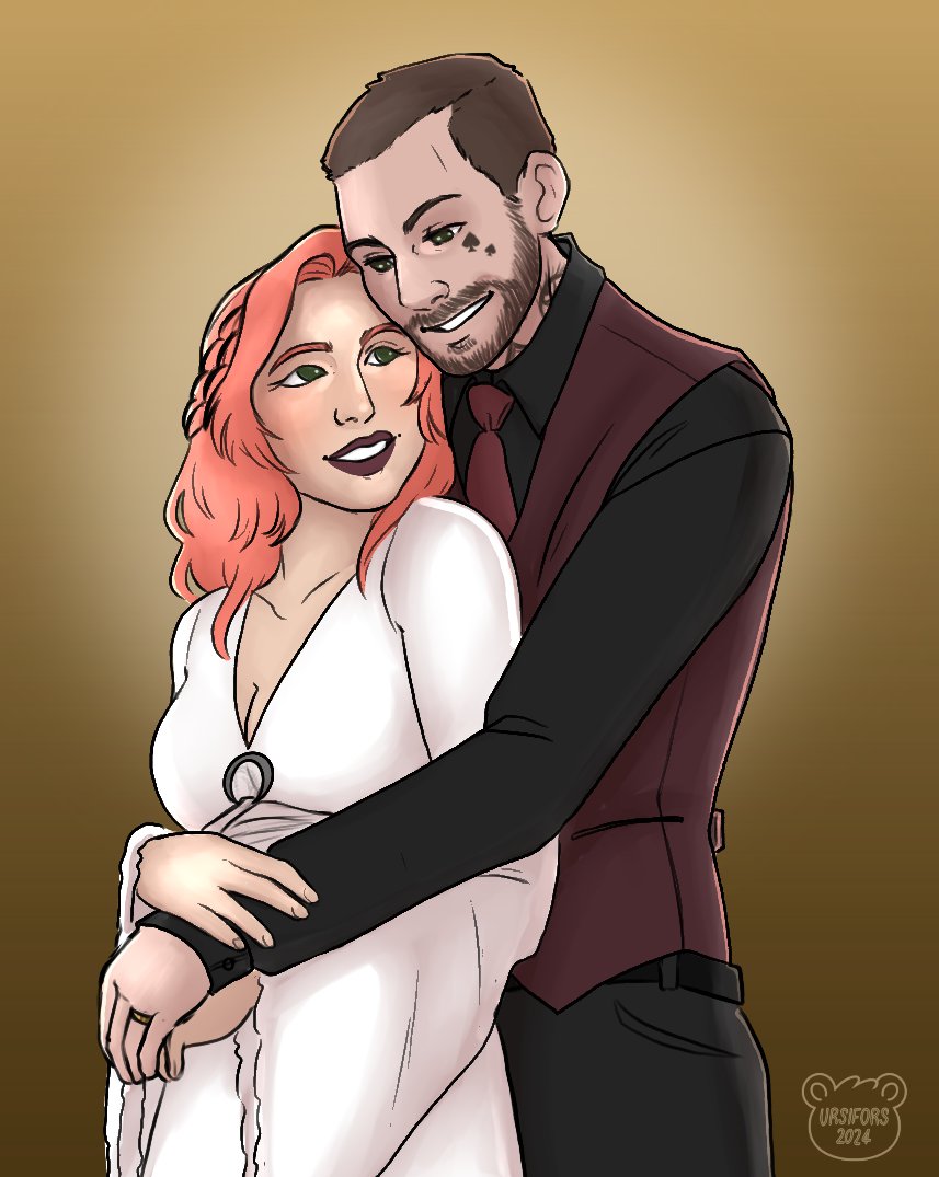 Another amazing commission done by <a href="/ursifors/">logan 🚦 comms open!</a> of Veronica and Mason (played by <a href="/WithExtraSauce_/">Jacob</a> )

What one of their elopement photos probably looked like, tbh