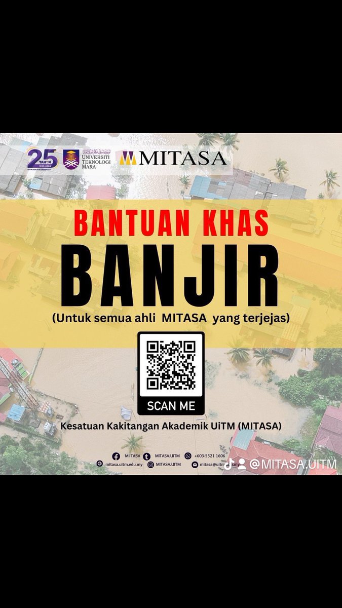 Mitasauitm's tweet photo. Bantuan Khas Banjir 2024 untuk ahli MITASA. Sila isi pautan berikut untuk memohon :

https://t.co/5Qzj1UealI https://t.co/xoTmp14Zy0