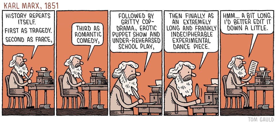 RaouxNathalie's tweet image. Le dessin du jour, signé Tom Gauld, 2 décembre oblige.