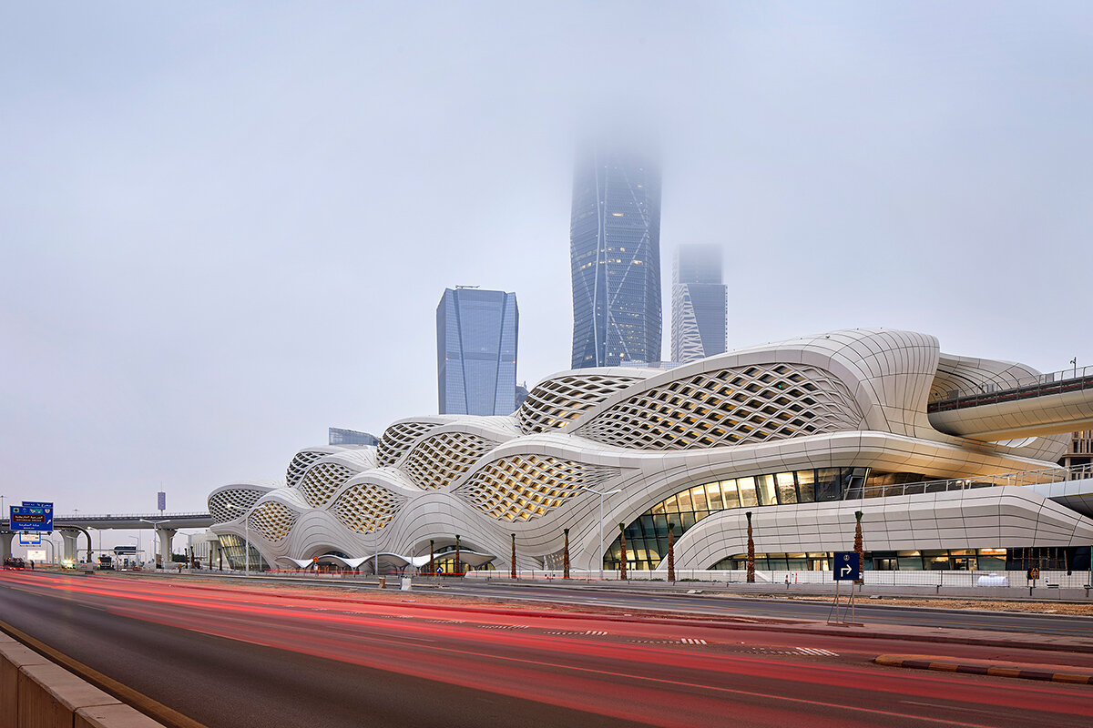 An incredible shot of the newly opened Zaha Hadid-designed station for the #RiyadhMetro, captured by <a href="/HuftonandCrow/">Hufton+Crow</a>.