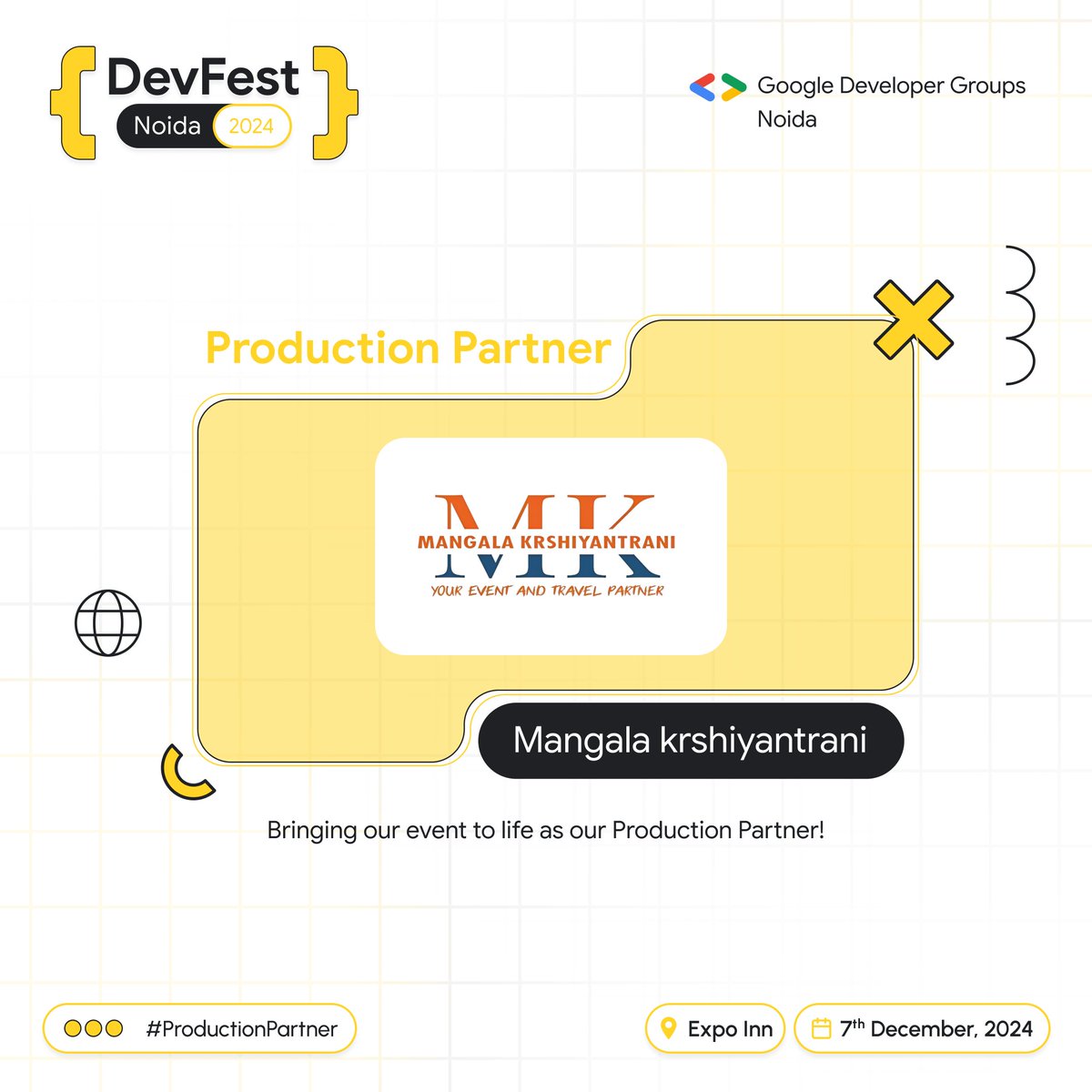 gdg_noida's tweet photo. 🎉 Thanks to Our Partners!

Shoutout to K2K Frames as Media Partner and Mangala Krshiyantrani as Production Partner for DevFest Noida 2024. Together, we’re driving innovation! 🚀✨

📅 7th Dec 2024 | 📍 Expo Inn, Noida
#DevFestNoida24 #MediaPartner #ProductionPartner https://t.co/BBD9HWmf5B
