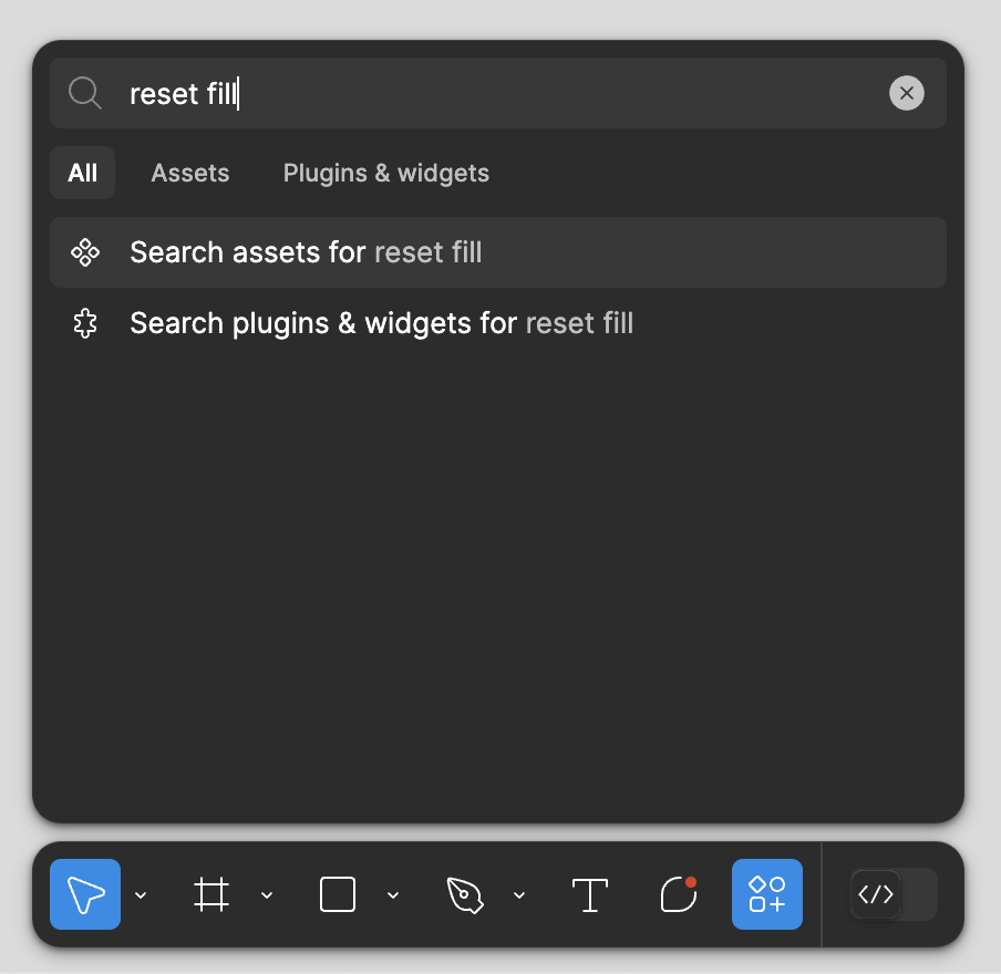 MichalFilip's tweet photo. Adding reset options to actions is all I really need.

Ideally, you’d be able to set other properties, such as fill/hug, border radius, and fill, via ⌘K.

I guess I’ve become too used to Raycast, but I don’t understand why the development workflow can be entirely keyboard-based, while the design workflow involves finding and clicking a bunch of tiny buttons that change their position (seemingly) at random. 

Especially true for UI3.