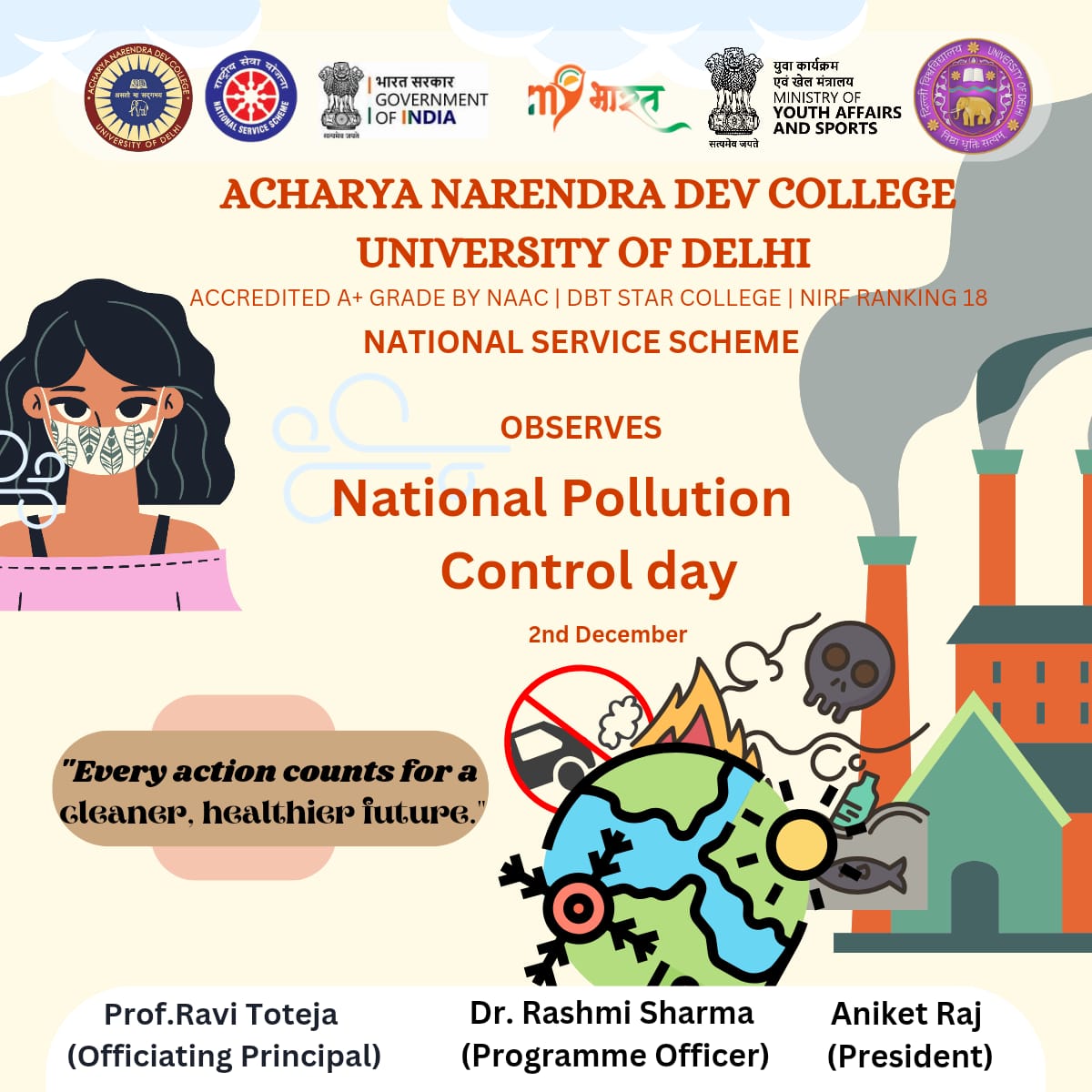 nss_andc_'s tweet image. Let's pledge to reduce pollution and make the Earth a better place to live
#NSS #ANDC #DU #NationalPollutionControlDay 
@NssrdD @ConnectingNss @EduMinOfIndia @narendramodi @YASMinistry @myogiadityanath @CMODelhi @ANDCollegeDU