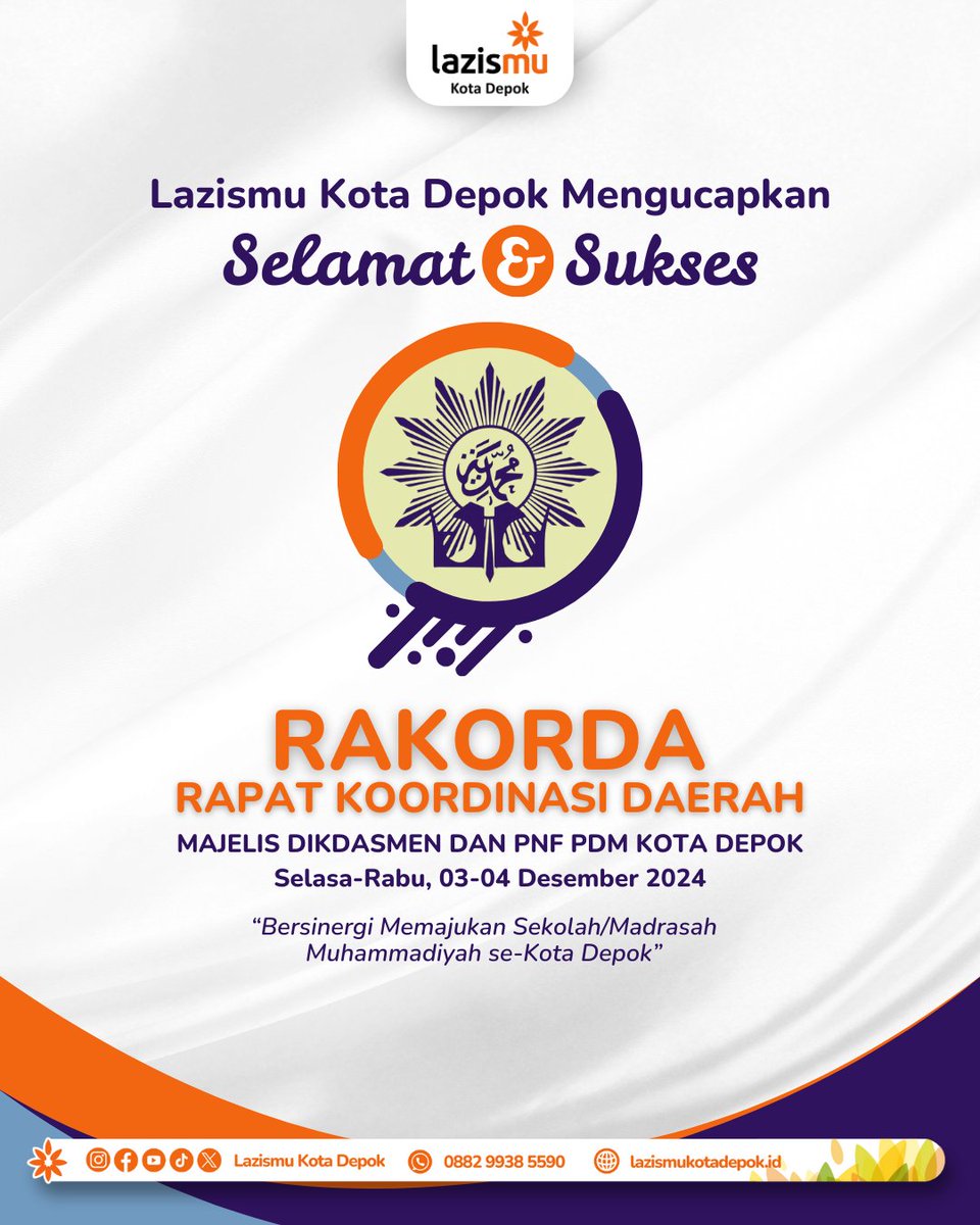 Keluarga besar LAZISMU Kota Depok mengucapkan Selamat dan Sukses untuk RAKORDA (Rapat Koordinasi Daerah) Majelis Dikdasmen dan PNF Pimpinan Daerah Muhammadiyah Kota Depok.

Semoga hajatnya membawa banyak manfaat bagi kemajuan pendidikan di Kota Depok.

#lazismu #lazismukotadepok