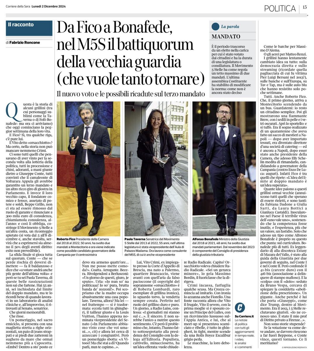 Francesco E. Celentano (@cesco_cele) on Twitter photo Su <a href="/Corriere/">Corriere della Sera</a>, Roncone ci ricorda la mitica epopea di tanti miracolati noti del <a href="/Mov5Stelle/">MoVimento 5 Stelle</a>. Hanno introdotto l’idea dell’incompetenza quale giusto e necessario requisito per tutti.
Sono pronti a tornare, tocca fare il tifo per il garante Grillo… Su <a href="/Corriere/">Corriere della Sera</a>, Roncone ci ricorda la mitica epopea di tanti miracolati noti del <a href="/Mov5Stelle/">MoVimento 5 Stelle</a>. Hanno introdotto l’idea dell’incompetenza quale giusto e necessario requisito per tutti.
Sono pronti a tornare, tocca fare il tifo per il garante Grillo…