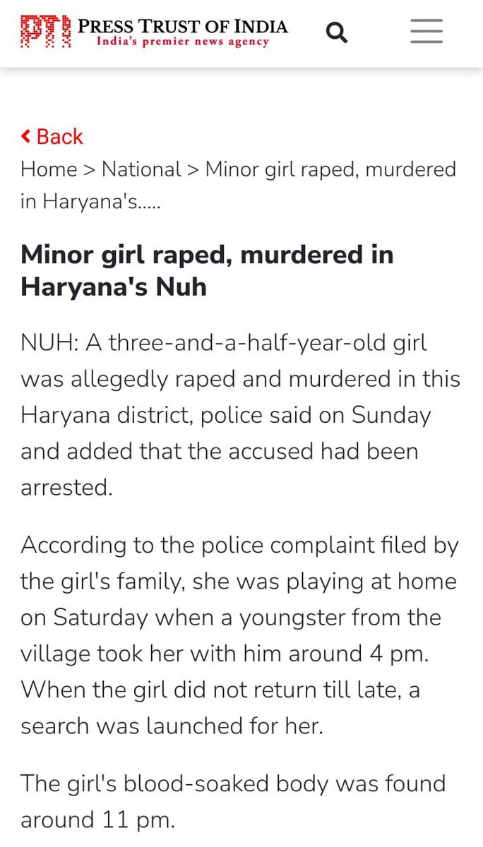 AITCofficial's tweet image. For a party that never tires of projecting itself as the flagbearer of Nari Suraksha, @BJP4India has shown time and again that their rhetoric is nothing but a façade.
The horrific rape and murder of a three-and-a-half-year-old girl in Haryana's Nuh is an eye-opener, revealing…