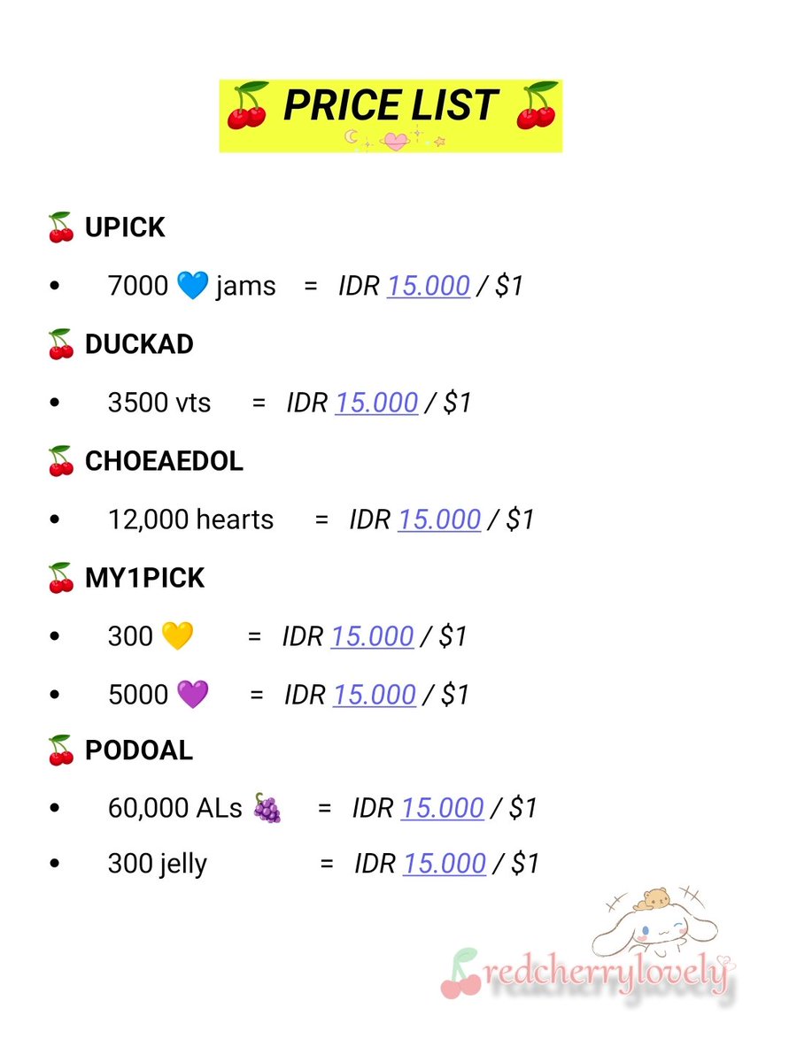 AVAILABLE FOR SALE / RESERVATION

🍒 IDOL CHAMP
🍒 MUBEAT
🍒 HIGHER
🍒 DIGGUS
🍒 UPICK
🍒 DUCKAD
🍒 CHOEAEDOL
🍒 MY1PICK
🍒 PODOAL

💸 INA E-Wallet, PayPal
📩 DM to inq / buy / reserve

Tags. wts lfs sell jual wtb lfb buy beli vote voting kpop