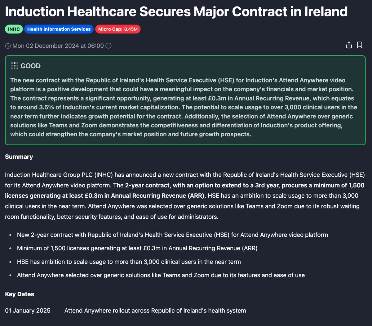 DavidHatton55's tweet image. Induction Healthcare Secures Major Contract in Ireland

- £300k additional ARR, whoop whoop 🤷‍♂️

marketshareai.uk/news/lse/inhc/…

#marketshare #inhc @marketshareai