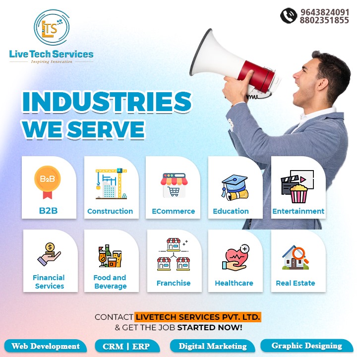 Livetechnoida's tweet image. Every industry has its own story, and Live Tech Services helps tell it through innovative solutions. Whether you&apos;re in healthcare, retail or tech, we’ve got tailored strategies to fuel your growth.

#IndustriesWeServe #DigitalSolutionsForAll #IndustryLeaders  #LiveTechServices