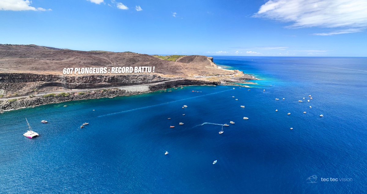 Record du monde de la plus longue chaîne humaine sous-marine. Félicitations au SYPRAL pour l'organisation de cet évènement historique ! #LaReunion #diving <a href="/GWR/">Guinness World Records</a> #GuinnessWorldRecords