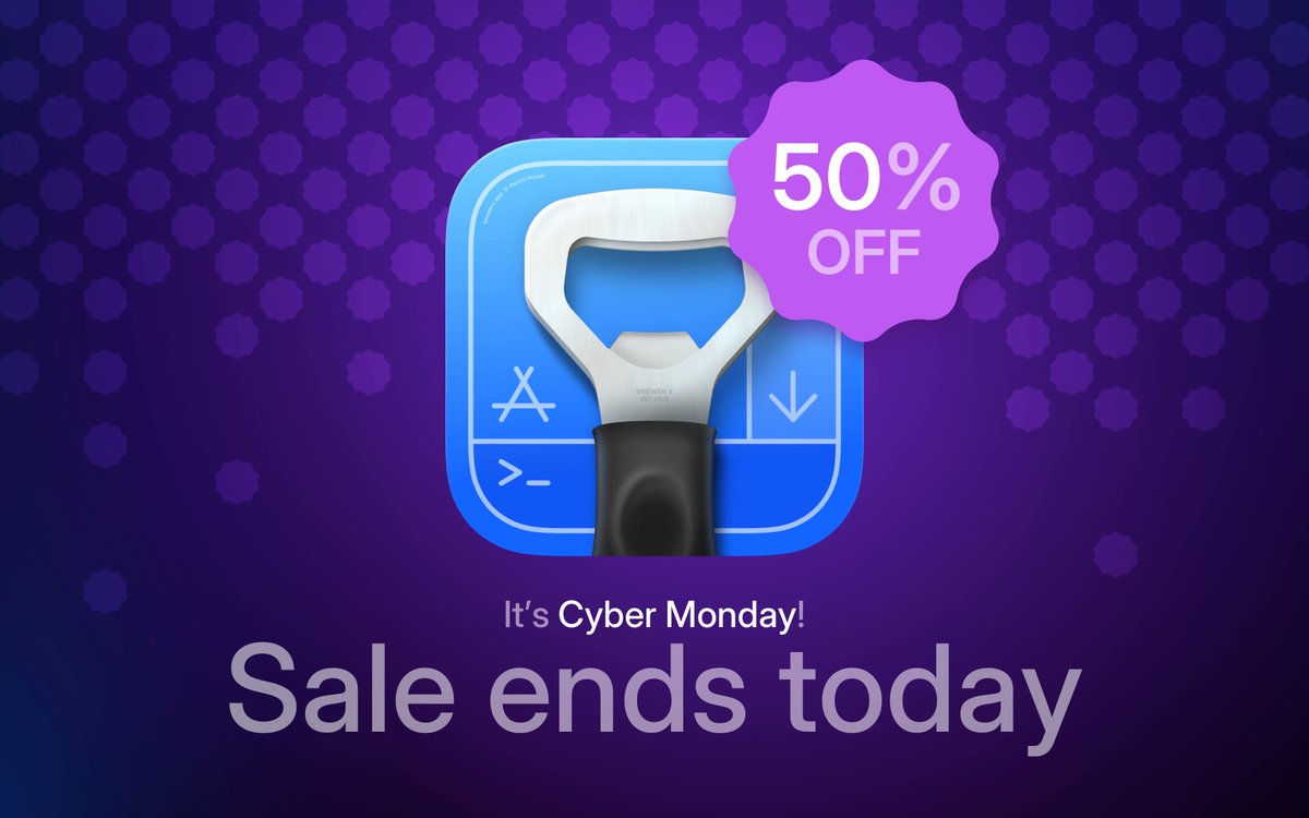 _paninihouse's tweet photo. Hurry up, it's #CyberMonday! 50% OFF sale ends today ⏰

Get Brewer X now → https://t.co/f8eaDp1b3M

#macOS #apple #indiedev https://t.co/O0CmpeU94o
