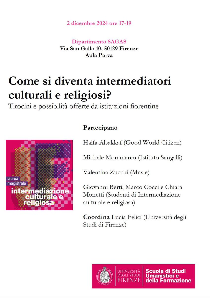 Oggi pomeriggio, alle 17, il nostro Istituto protagonista a <a href="/UNI_FIRENZE/">Università di Firenze</a>  insieme ad altri enti che accolgono i tirocinanti di Unifi. Studenti, accorrete!