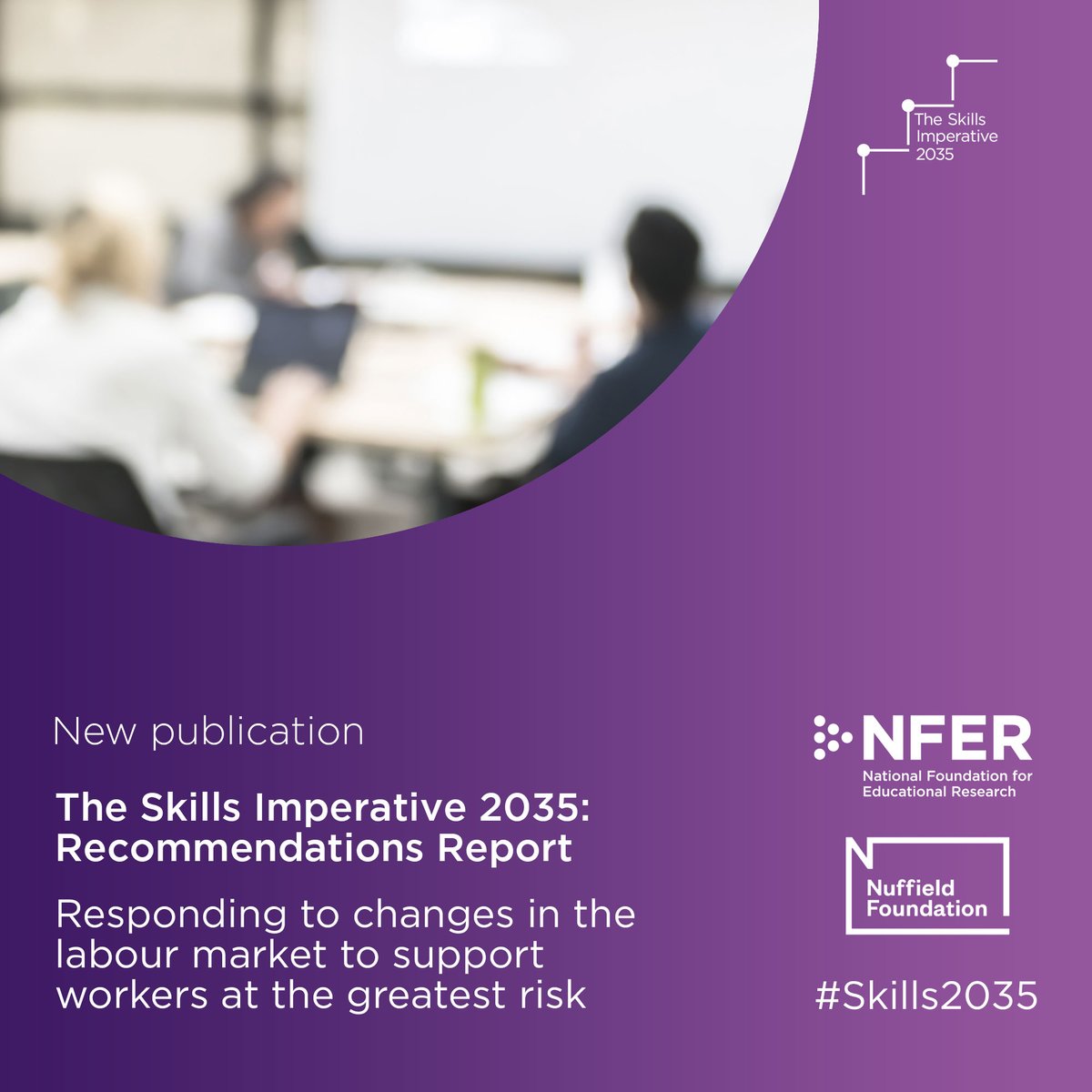 NEW - Our first recommendations report from the Skills Imperative 2035 project offers 10 steps that government, employers &amp; education providers can take to help those in ‘high risk’ roles. 

🟣 More info: bit.ly/4fPyL5R
🟣 Report: bit.ly/4fLGWAr

#Skills2035