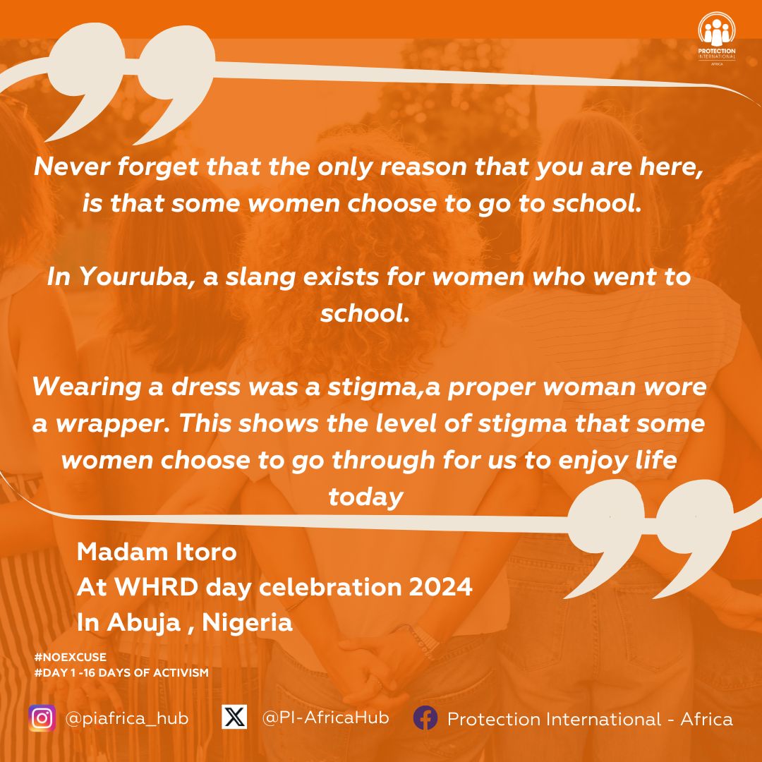 "Never forget that the only reason that you are here, is that some women choose to go to school.  

In Youruba, a slang exists for women who went to school. 

Wearing a dress was astigma,a proper woman wore a wrapper. This shows the level of stigma that some women choose to go