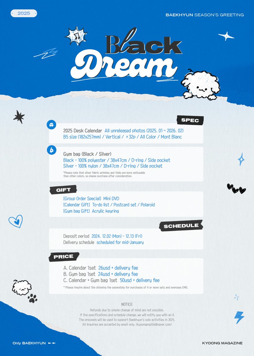 kyoongmaz56's tweet image. ᯓ★

𝗕𝗟𝗔𝗖𝗞 𝗗𝗥𝗘𝗔𝗠
2025 SEASON'S GREETING

24.12.02 (월) 오후 백현시 - 12.13 (금)까지

📃 bit.ly/3OBnlXI

RT 추첨 후 2분께 시즌그리팅/짐색을 보내드립니다.