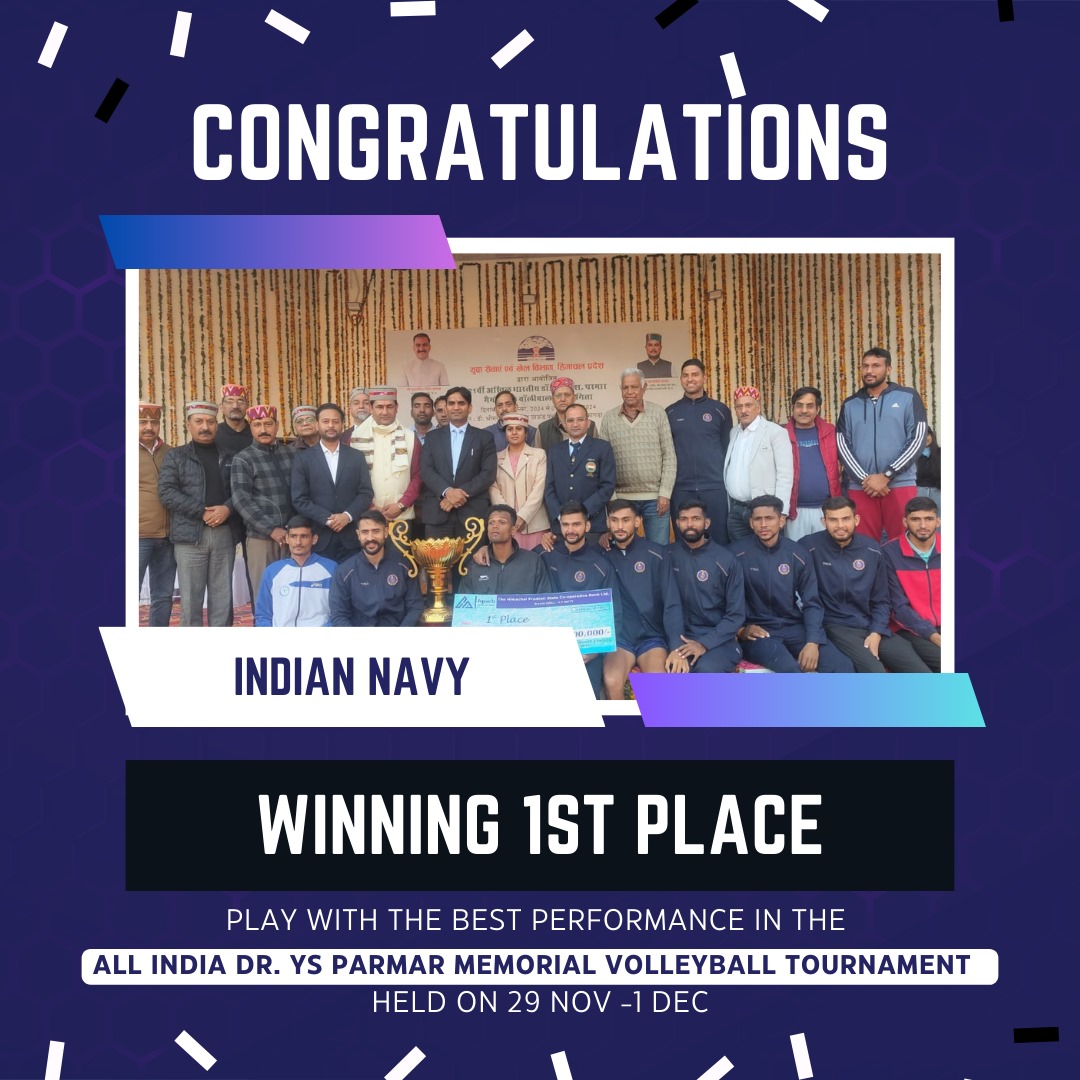 dyss_hp's tweet photo. 🏐 Congratulations to the Indian Navy for winning the YS Parmar Memorial Volleyball Tournament! 🌟
This tournament was full of thrills, ups, and downs, but the Indian Navy proved once again that they are the true champions of the game! https://t.co/NunNiN3EP6