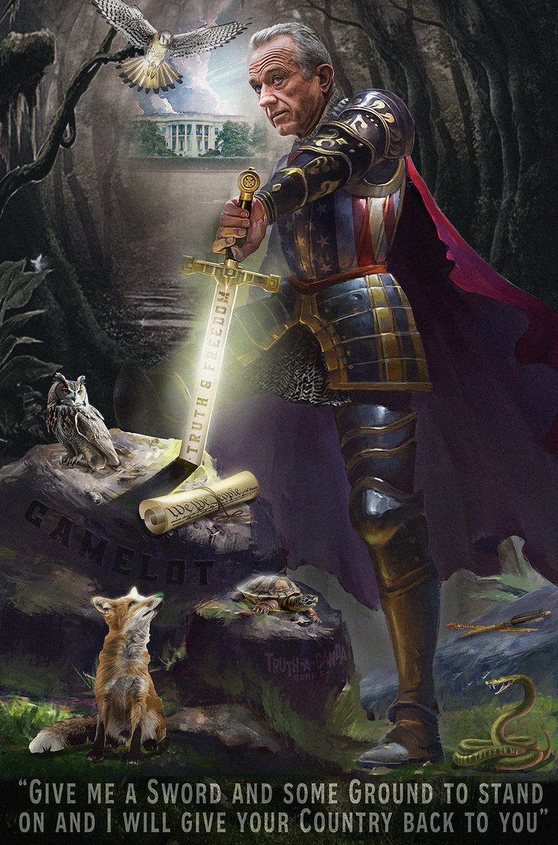 Signed and auctioned by <a href="/RobertKennedyJr/">Robert F. Kennedy Jr</a>. A year later, he got the ground and the sword. Mic Drop. #excalibur #knight #RFKJr #MAHA #MWHA #micdrop #USElection2024 #prayersanswered