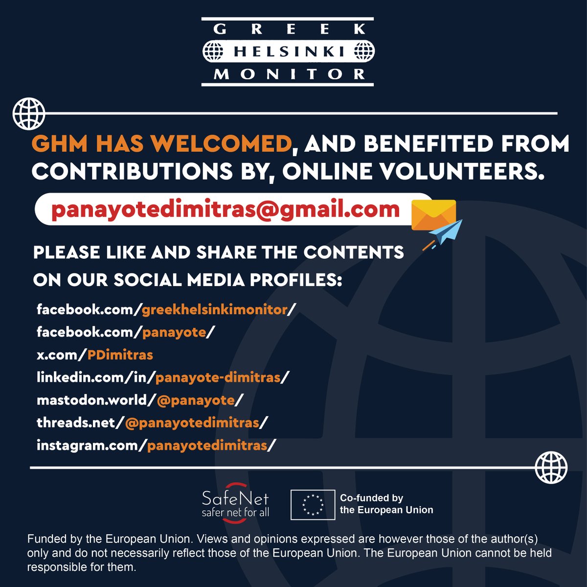 romeanews's tweet image. Presenting a #SafeNet partner: Greek Helsinki Monitor, a project of the Communication and Political Research Society (ETEPE), founded in 1993, monitors, publishes, lobbies, and litigates on human and minority rights and anti-#discrimination issues. It also monitors media for…