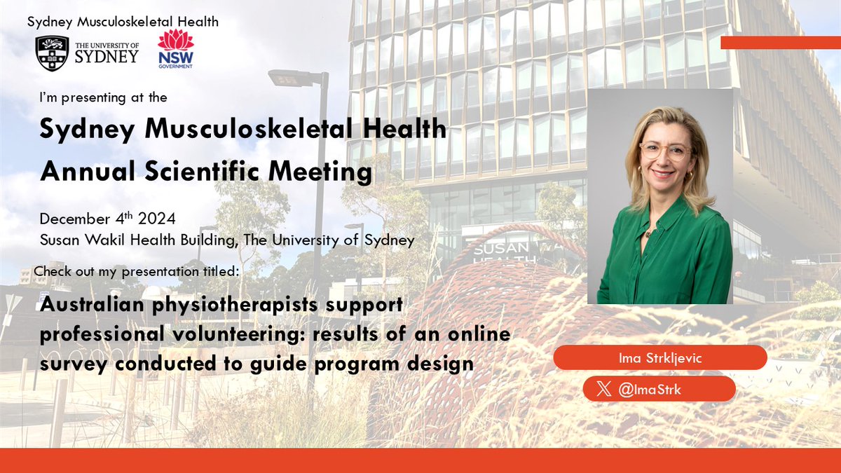 Ima Strkljevic (@imastrk) on Twitter photo Excited to present my #volunteering research at the SMH Annual Scientific Meeting <a href="/msk_health/">Institute for Musculoskeletal Health</a> Excited to present my #volunteering research at the SMH Annual Scientific Meeting <a href="/msk_health/">Institute for Musculoskeletal Health</a>