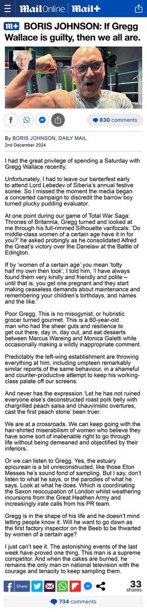 This new Boris column about Gregg Wallace is absolutely wild.