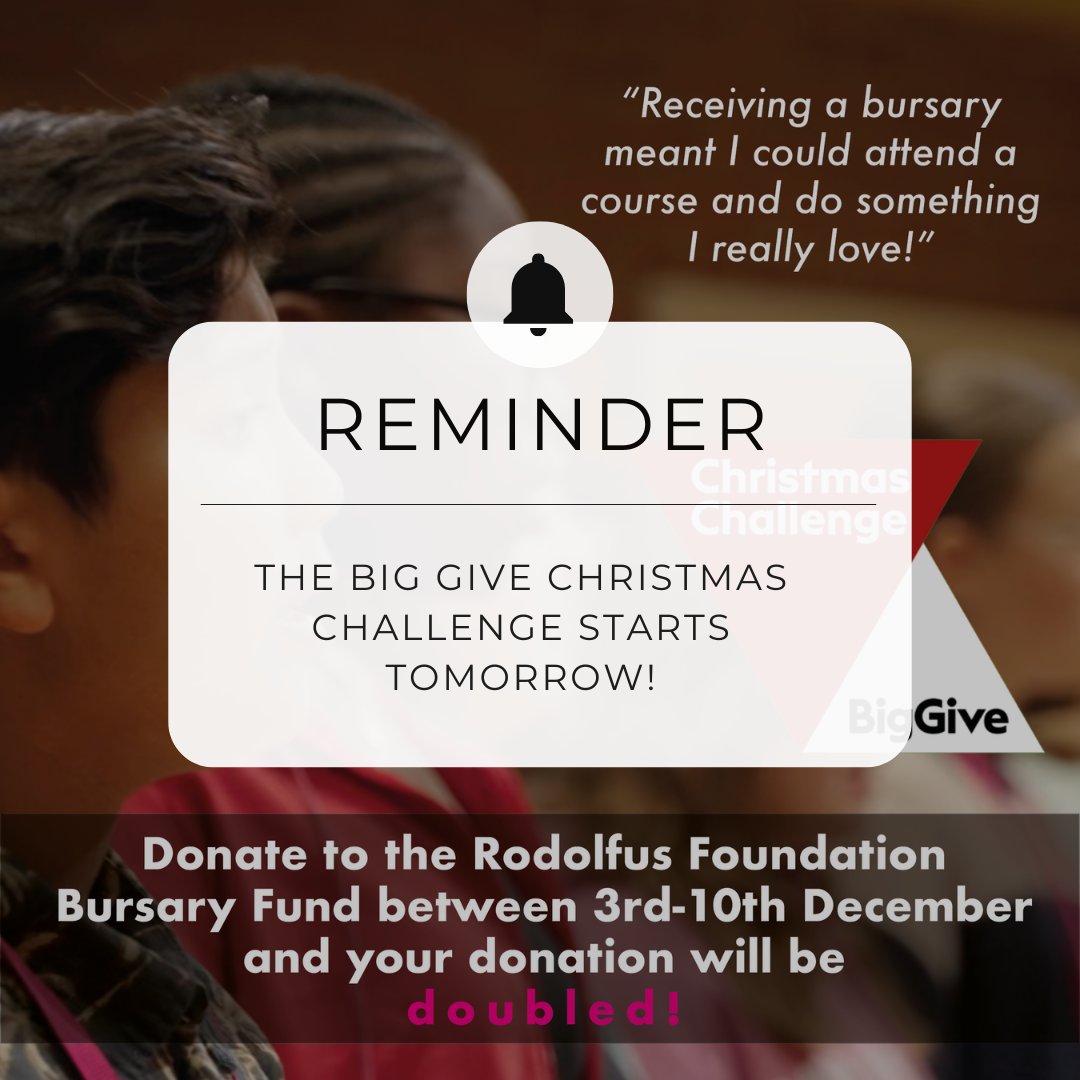 🎄 Double your donation! 

From 12pm tomorrow to 12pm on 10th December, every donation to our 2025 Bursary Fund will be doubled as part of <a href="/BigGive/">Big Give</a> Christmas Challenge! 

Help us support young singers join our 2025 Choral Courses! 🎶

bit.ly/big_give_rodol…
