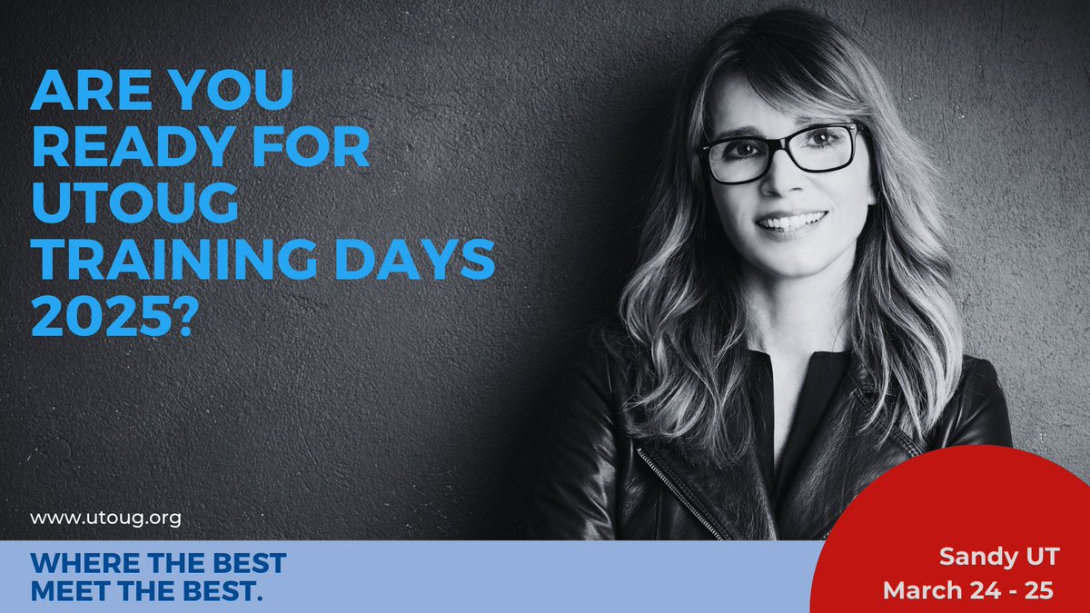 utoug's tweet photo. She's got her calendar marked for UTOUG's Training Days 2025, do you?

#UTOUG #TrainingDays2025 #UTOUGTD25 @Oracle @OracleNews #OracleConference https://t.co/ubeztA5Qn8