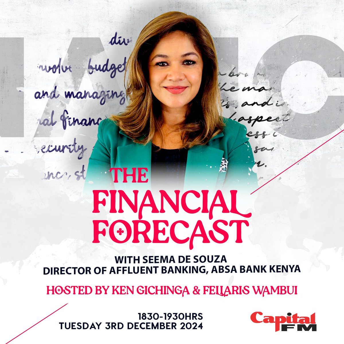 Money Talks This Tuesday! 

Join us on #FinancialForecast as we welcome Seema Dhanani-deSouza, Director of Affluent Banking at <a href="/AbsaKenya/">Absa Bank Kenya</a>.

Hosted by <a href="/kgichinga/">Ken Gichinga</a> and Fellaris Wambui, this episode will explore strategies for financial growth and opportunities.