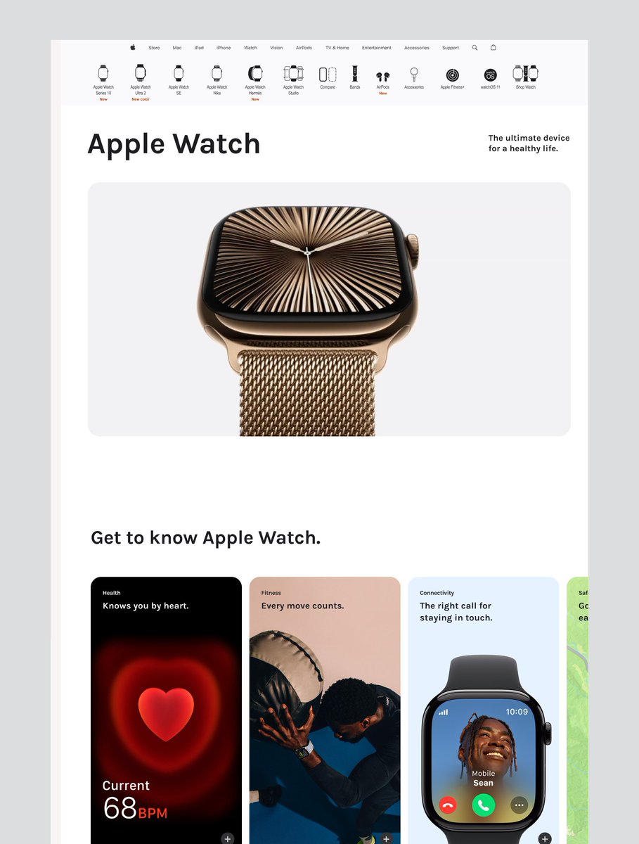 GaniyyNafiu's tweet image. 🚀Day 2 of #DecemberChallenge I replicated the Apple Watch landing page, I’m excited to share it with you all! 

please let me know what you think! Your opinions mean a lot as I continue to improve my design skills. ✨

#DesignChallenge #WebDesign #UIUX #AppleWatch #LandingPage