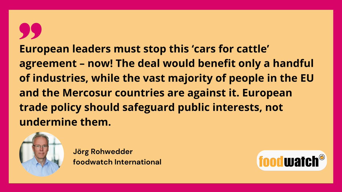 foodwatch calls on European Leaders to stop Mercosur Trade Agreement! #StopEUMercosur foodwatch.org/en/foodwatch-c…