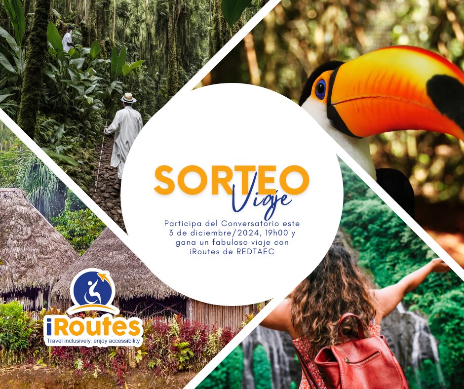 ¡Nuevo evento Virtual! Conversatorio conmemorativo: Turismo accesible y las personas con discapacidad en Ecuador #redtaEC #IDPD
Sortearemos un viaje de #iRoutes para los participantes.

📅 3 de diciembre
⏲ 19h00 Ecuador (UTC -5)
🔗 Registro: turismoaccesibleec.org/2024/11/29/dia…