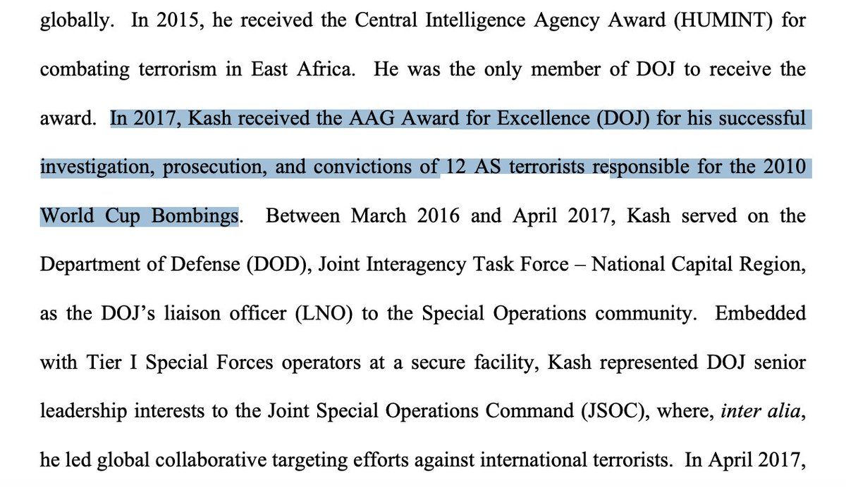 Did you know Kash Patel was given a DOJ award for work he did investigating and prosecuting terrorists under the Obama administration?