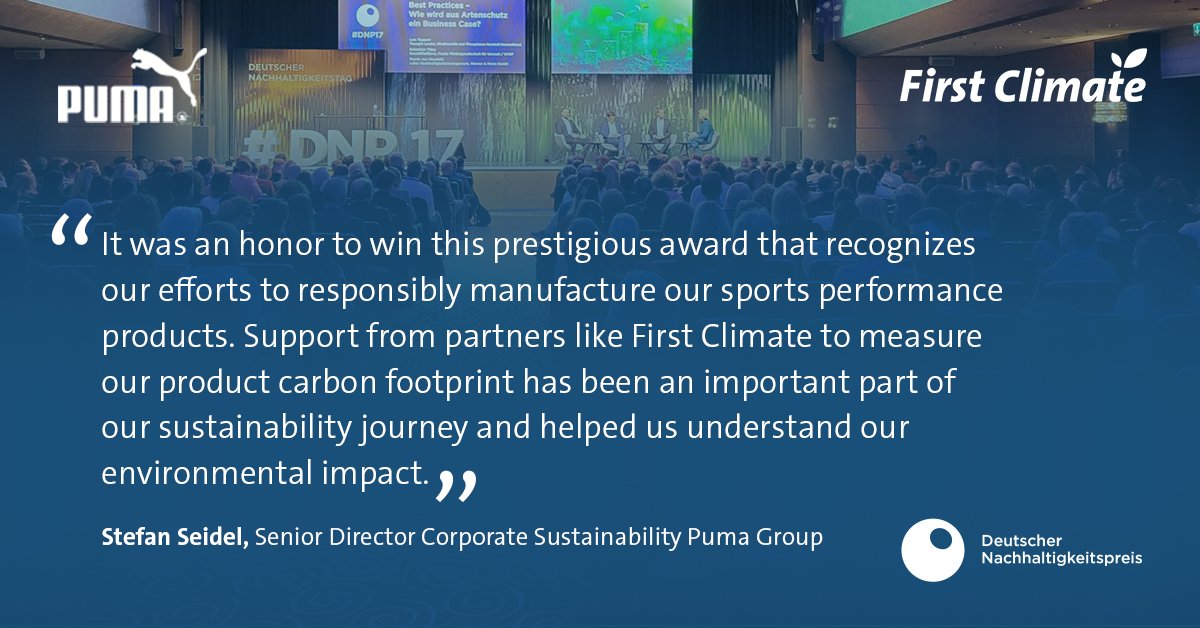 First Climate (@firstclimate) on Twitter photo 👏 <a href="/PUMA/">PUMA</a> won the German #Sustainability #Award at the ceremony in #Düsseldorf!
A big congrats from the entire <a href="/FirstClimate/">First Climate</a> team! Puma has shown outstanding commitment to sustainability for a long time, and we are proud to have been a part of their journey!
#PUMA <a href="/_DNP_/">Deutscher Nachhaltigkeitspreis</a> 👏 <a href="/PUMA/">PUMA</a> won the German #Sustainability #Award at the ceremony in #Düsseldorf!
A big congrats from the entire <a href="/FirstClimate/">First Climate</a> team! Puma has shown outstanding commitment to sustainability for a long time, and we are proud to have been a part of their journey!
#PUMA <a href="/_DNP_/">Deutscher Nachhaltigkeitspreis</a>