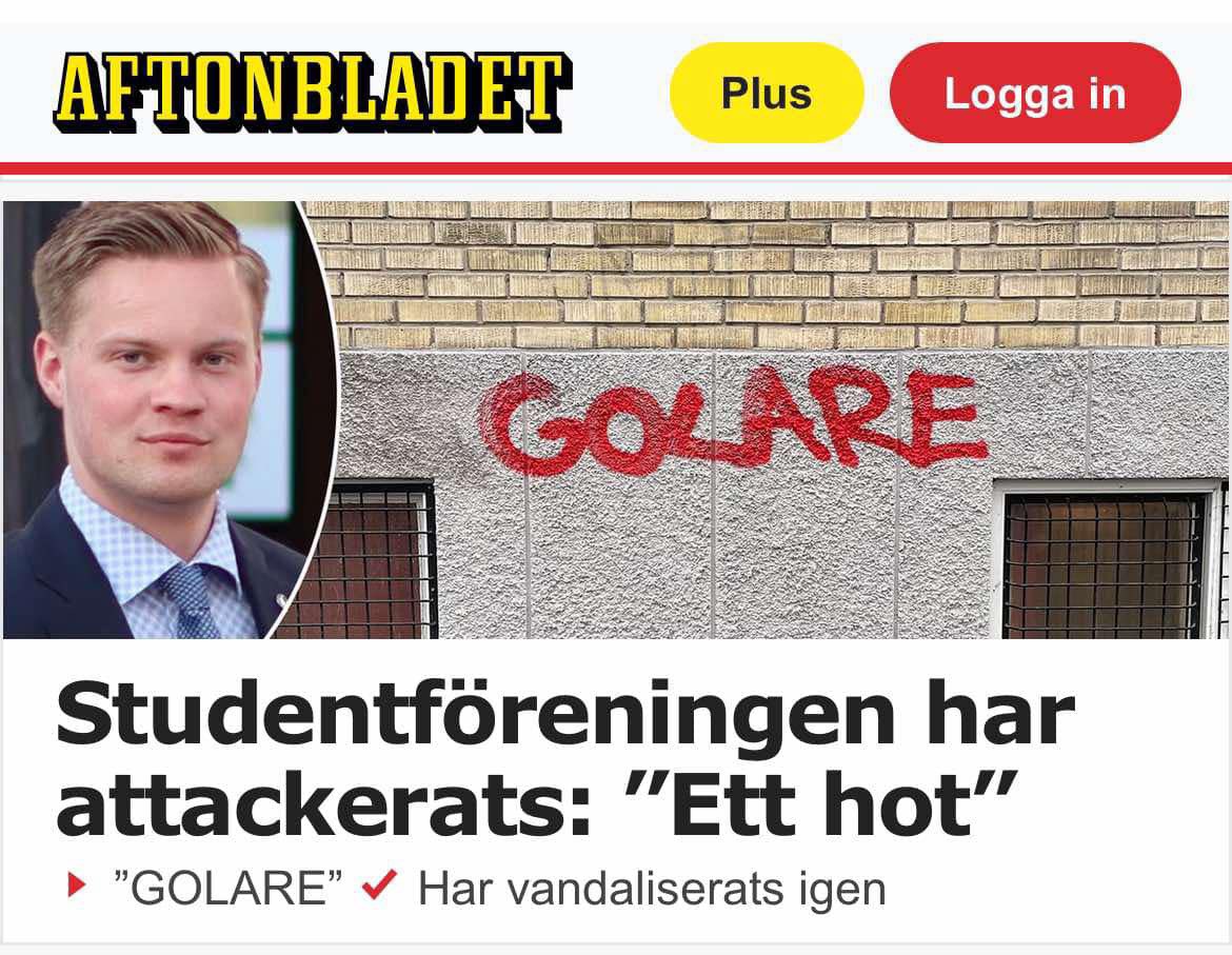 HeimdalUppsala's tweet photo. Den vänsterextrema vandalismen, ett alltid lika ovärdigt inslag i samhället. Sveriges längst verkande politiska och folkbildande studentförening har återigen blivit utsatt för skadegörelse. https://t.co/i6PZ0RdqpU
