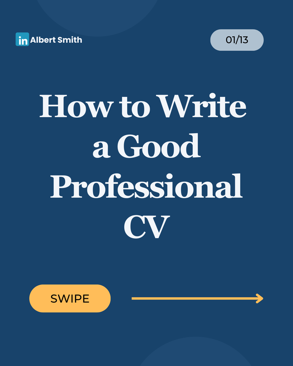 smithalbertone's tweet photo. I decided to create a carousel for a recent blog post on 'How to Write a Good Professional CV.'

These are valuable tips to keep in mind when writing your CV.

#cvwriting
#cvwritingservices
#cvwriter
#cvwritingtips
#resumetips
#resume
hashtag#jobsearch https://t.co/5Pii7jdmjS
