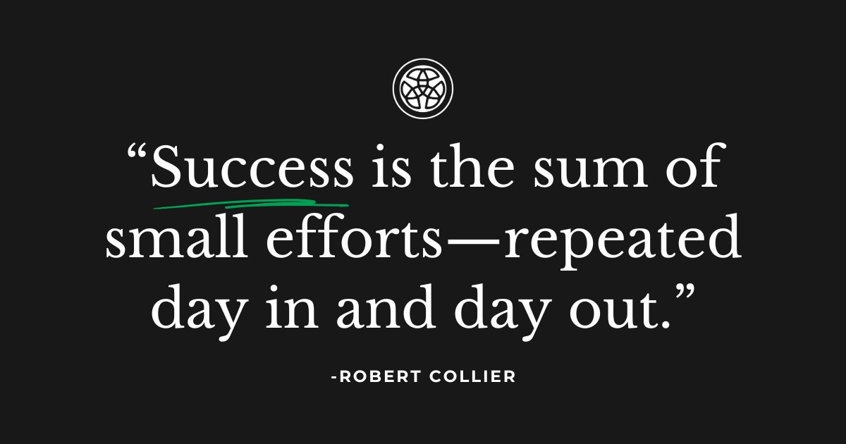 Small, steady actions repeated every day. Keep working towards your goals, and you'll get there! 🌱 #MotivationMonday