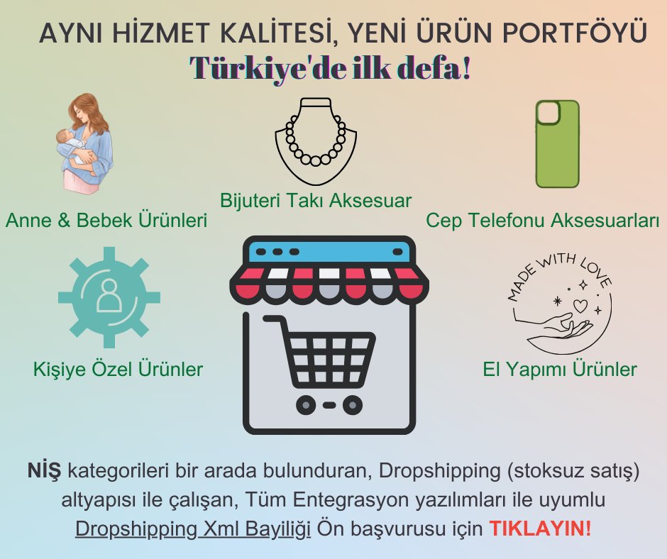 AYNI HİMET KALİTESİ, YENİ ÜRÜN PORTFÖYÜ
Türkiye'de ilk defa!
- Anne &amp; Bebek Ürünleri
- Bijuteri Takı Aksesuar
- Cep Telefonu Aksesuarları
- Kişiye Özel Ürünler
- El Yapımı Ürünler
royaltedarik.com/yeni-urun-port…
#dropshipping #stoksuzsatış #xmlbayilik
